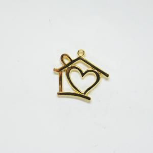 Gold Plated House with Heart (2.5x3cm)