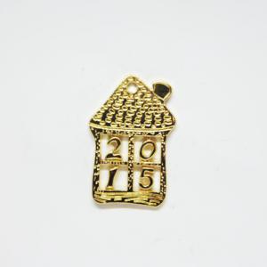 Gold Plated House with "2015" (4x2.5cm)