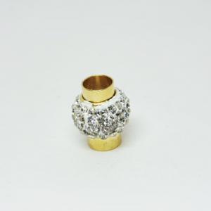 Gold Plated Magnet White Strass (8mm)
