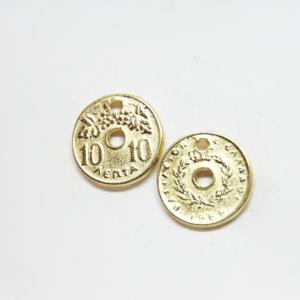 Charm "Gold Plated Dime" (3.5x3.5cm)