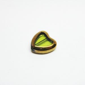 Χάντρα Γυάλινη Καρδιά Πράσινη 1.3x1.3cm