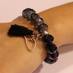 Bracelet with Beads Blue-Gray Iridescent