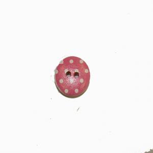 Ξύλινο Κουμπί "Ροζ Πουά" (1.5cm)