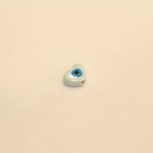 Κεραμικό Γαλάζιο Μάτι Καρδιά (1x1.2cm)