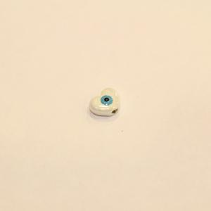 Ceramic White Eye Heart (1x1.2cm)