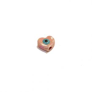 Κεραμικό Ροζ Μάτι Καρδιά (1x1.2cm)