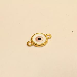 Επίχρυσο Μάτι Ροζ Σμάλτο (2.5x1.5cm)