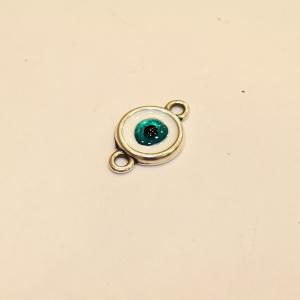 Μεταλλικό Μάτι Πετρόλ Σμάλτο (2.5x1.5cm)