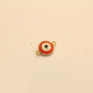 Μάτι Σμάλτο Κοραλλί-Λευκό (1.7x1.1cm)