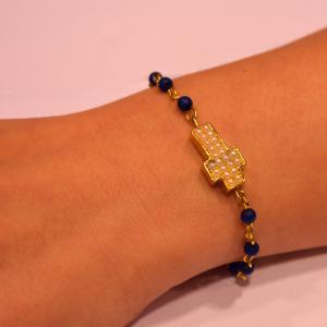 Gold Plated Cross Bracelet with Pearls