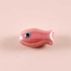 Ceramic Bead Fish Pink (1.6x0.6cm)