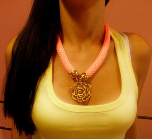 Necklace with Cord-Rose