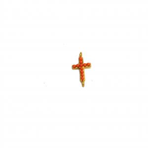 Gold Plated Cross Coral (1.9x1cm)