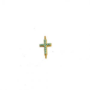 Gold Plated Cross Bright Green (1.9x1cm)