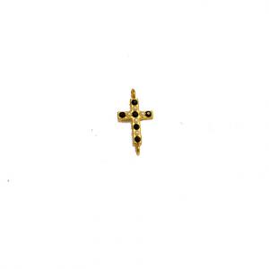Gold Plated Cross Black-White (1.9x1cm)