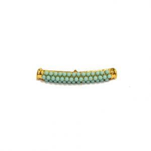 Gold Plated Bar Bright Green Pearls