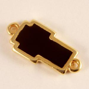 Gold Plated Cross Black Enamel 2.4x1.1cm