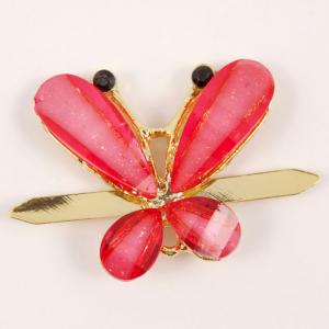 Gold Plated "Butterfly" Fuchsia Crystal