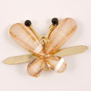 Gold Plated "Butterfly" Salmon Crystal