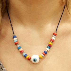 Necklace with Multicolored Ceramic Beads