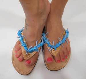 Sandal with Stones Turquoise