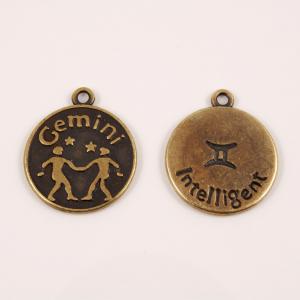 Metal Zodiac Sign "Gemini" Bronze