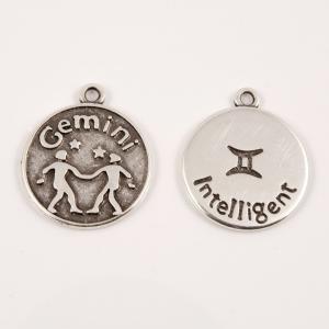 Metal Zodiac Sign "Gemini" Silver