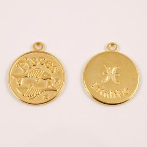 Gold Plated Metal Zodiac Sign "Pisces"