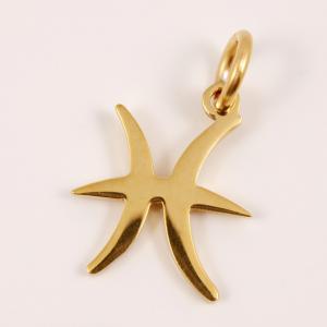 Gold Plated Steel Zodiac Sign "Pisces"