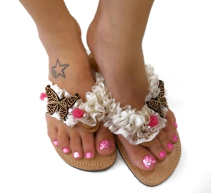 Sandal with Butterfly Leather