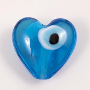 Glass Heart Eye Turquoise