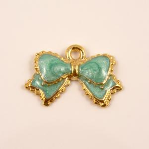 Gold Plated Bowknot Bright Green 1.5x1cm