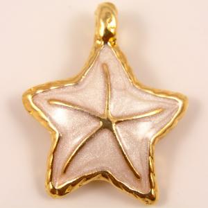 Gold Plated Starfish White Enamel
