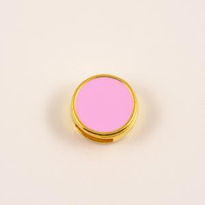 Gold Plated Round Item Pink Enamel