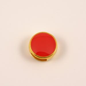 Gold Plated Round Item Coral Enamel