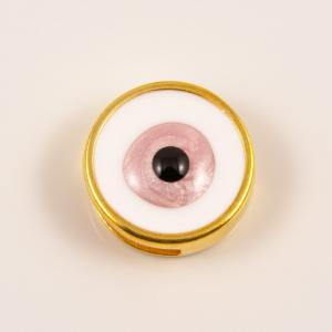 Επίχρυσο Μάτι Ροζ Σμάλτο 1.3cm