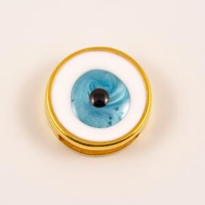 Gold Plated Eye Turquoise Enamel 1.3cm
