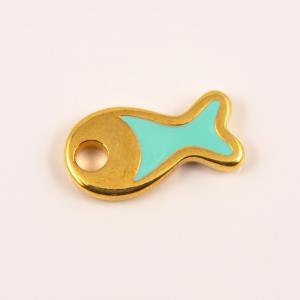 Gold Plated Fish Bright Green Enamel