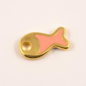 Gold Plated Fish Coral Enamel 1.6x0.8cm