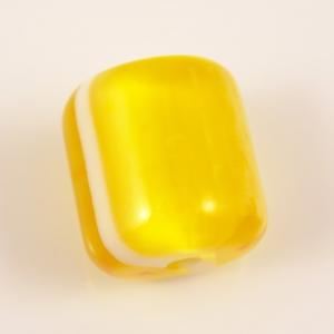 Acrylic Bead Yellow White Stripe