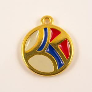 Gold Plated Pendant Blue-Red Enamel