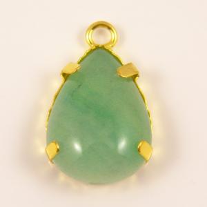 Gold Plated Tear Pendant Green