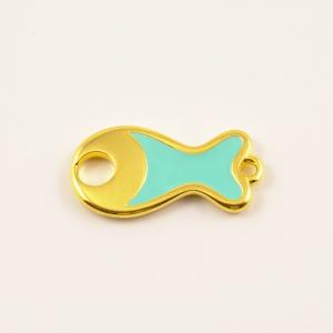Gold Plated "Fish" Enamel Bright Green