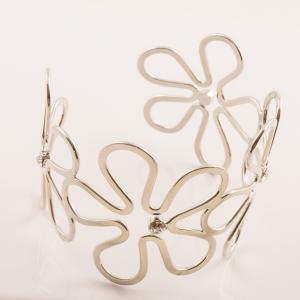 Arm Bracelet Silver Flowers