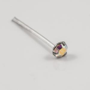 Nose Earring Silver 925 Iridescent (2mm)
