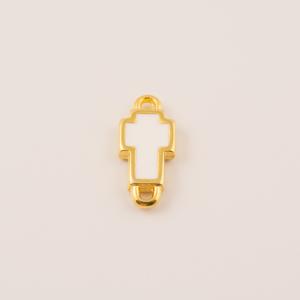 Επίχρυσος Σταυρός Λευκό Σμάλτο 1.1x0.6cm