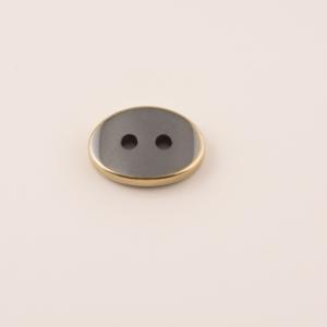 Button Hematite Gold Plated Outline