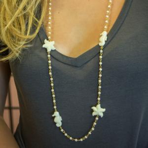 Rosary Necklace Ivory Starfish-Seahorse