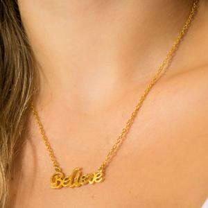 Necklace Gold Plated Steel Chain Believe