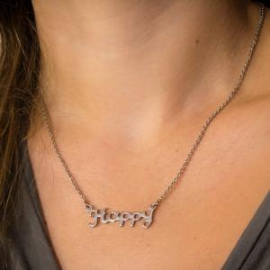Necklace Steel Chain "Happy"